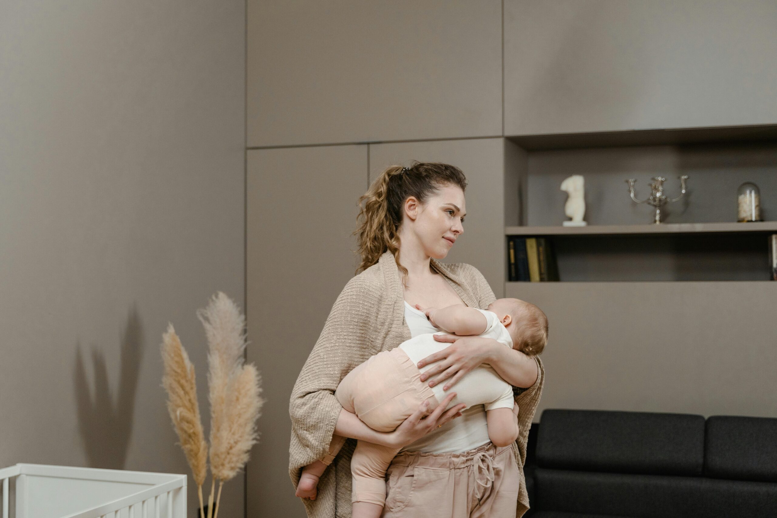 Woman breastfeeding baby